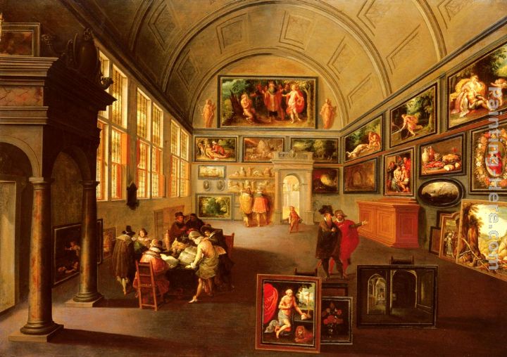 The interior of a picture gallery painting - Frans the younger Francken The interior of a picture gallery art painting
